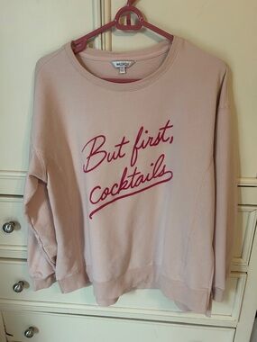 Wildfox Pale Pink Crewneck Sweatshirt with Fuchsia Script